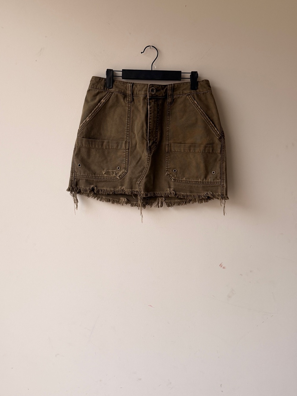 Free People Olive Utility Mini Skirt